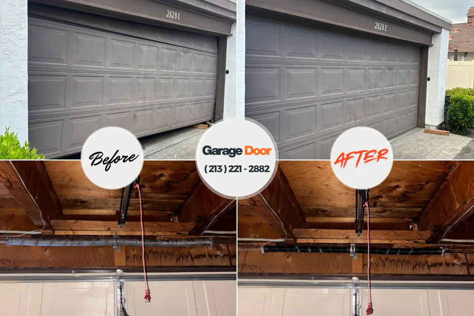 Before and after: garage door repair Sebastian, TX